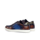 Gentlemen & Young Adult Activo Basico Sneaker - Hand Painted Fuego Patina & Denim Patina in Calf Leather detailed with Hand Painted Khaki Patina in Calf Leather