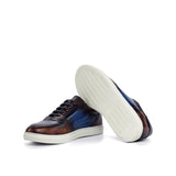 Gentlemen & Young Adult Activo Basico Sneaker - Hand Painted Fuego Patina & Denim Patina in Calf Leather detailed with Hand Painted Khaki Patina in Calf Leather