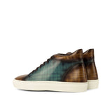Gentlemen Alto Sneaker - Hand Painted Turquoise Patina with Hand Painted Brown Patina in Calf Leather