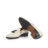 Gentlemen Loafer in Ivory Kid Suede Calf Leather & Hand Painted Black Box Calf Leather with Goodyear Welt