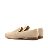 Gentlemen Cortes Slip On - Ice Linen Fabric with Trim in Off-white Colour Grossgrain