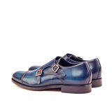 Gentlemen Double Monk in Hand Painted Denim Patina in Calf Leather with Goodyear Welt