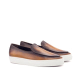Gentlemen Barcelona Sneaker in Hand Painted Cognac Patina in Calf Leather