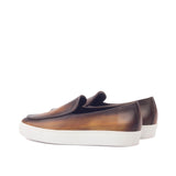 Gentlemen Barcelona Sneaker in Hand Painted Cognac Patina in Calf Leather