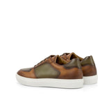 Gentlemen & Young Adult Activo Basico Sneaker - Hand Painted & Burnished Cognac Calf Leather detailed with Hand Painted & Burnished Olive Calf Leather