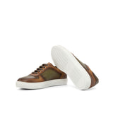 Gentlemen & Young Adult Activo Basico Sneaker - Hand Painted & Burnished Cognac Calf Leather detailed with Hand Painted & Burnished Olive Calf Leather