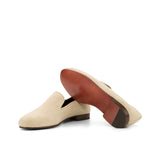 Gentlemen Cortes Slip On - Ice Linen Fabric with Trim in Ivory Colour Kid Suede