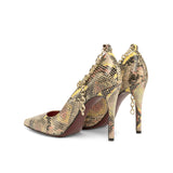 Figueres Pump in Red Cascabel Animal Print Leather with Gold Metallic Chain
