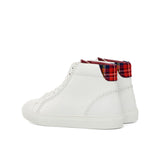Gentlemen Alto Juego Sneaker -  White Box Calf Leather with Tartan Sartorial Fabric