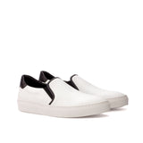 Gentlemen Diario Slip On - White Box Calf Leather with Backstrip in Hand Painted Black Embossed Croco Calf Leather