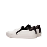 Gentlemen Diario Slip On - White Box Calf Leather with Backstrip in Hand Painted Black Embossed Croco Calf Leather