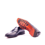 Gentlemen Loafer in Hand Painted Grey Patina in Calf Leather with Goodyear Welt