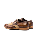Gentlemen Single Monk in Hand Painted Cognac Patina and Camel Kid Suede Calf Leather with Goodyear Welt
