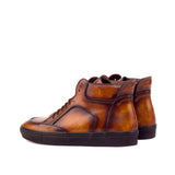 Gentlemen Alto Moda Sneaker - Hand Painted Cognac Patina in Calf Leather