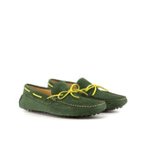 Gentlemen Gommini Driver - Dark Green Suede Calf Leather combined with Yellow Suede Calf Leather