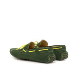 Gentlemen Gommini Driver - Dark Green Suede Calf Leather combined with Yellow Suede Calf Leather