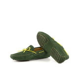 Gentlemen Gommini Driver - Dark Green Suede Calf Leather combined with Yellow Suede Calf Leather