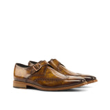 Gentlemen Single Monk in Hand Painted Cognac Patina - Calf Leather with Goodyear Welt