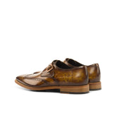 Gentlemen Single Monk in Hand Painted Cognac Patina - Calf Leather with Goodyear Welt