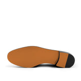 Gentlemen Cortes Slip On - Ice Linen Fabric with Trim & Tassel in Brown Calf Leather