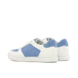 Gentlemen's & Young Adult - Activo Basico Sneaker - White Nappa Leather combined with Blue Linen