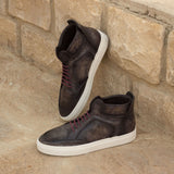 Gentlemen Alto Moda Sneaker - Hand Painted Grey Marble Patina in Calf Leather