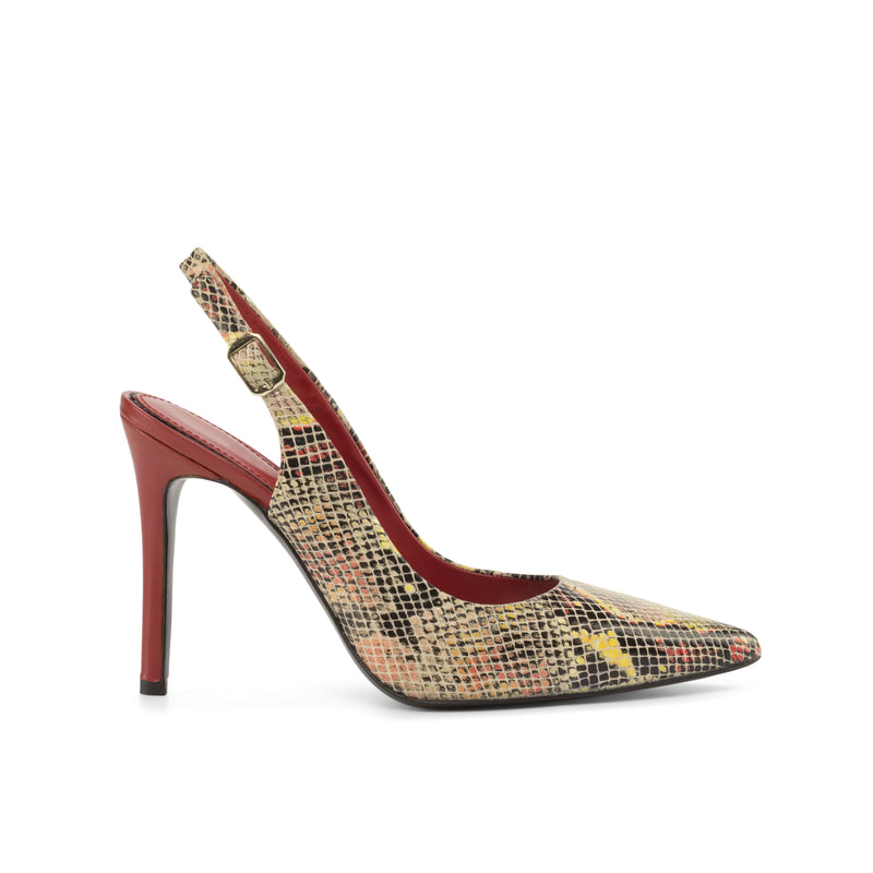 Elegancia Pump in Red Cascabel Animal Print Leather detailed with Passion Red Nappa Leather