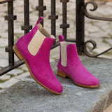 Ladies Chelsea Boot in Fuchsia Kid Suede Calf Leather