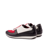 Gentlemen Romeo Sneaker -  Hand Painted Black Calf Leather with White & Red Kid Suede