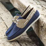 Gentlemen Oceano Boat Classic in Navy Blue Linen combined with Ice Linen