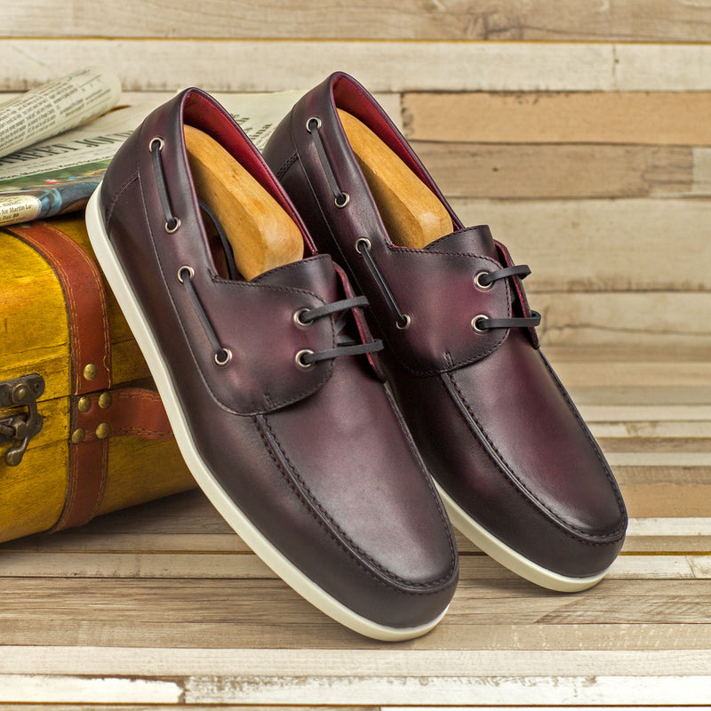 Gentlemen Oceano Boat Classic in Hand Painted & Burnished Burgundy Calf Leather