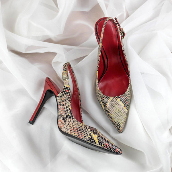 Elegancia Pump in Red Cascabel Animal Print Leather detailed with Passion Red Nappa Leather