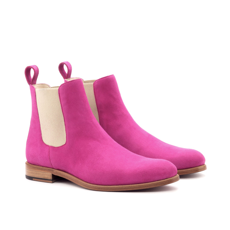 Ladies Chelsea Boot in Fuchsia Kid Suede Calf Leather