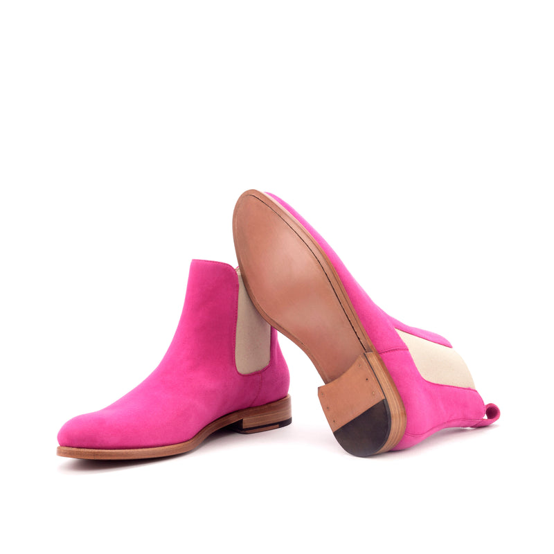 Ladies Chelsea Boot in Fuchsia Kid Suede Calf Leather