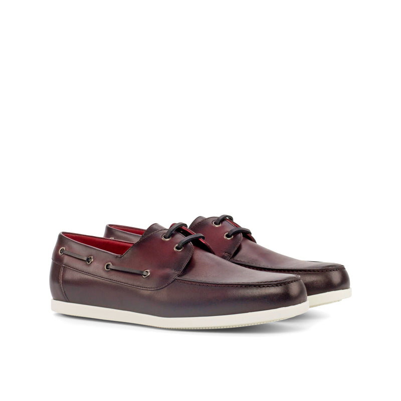 Gentlemen Oceano Boat Classic in Hand Painted & Burnished Burgundy Calf Leather