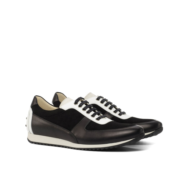 Gentlemen Romeo Sneaker -  Hand Painted Black & White Calf Leather with White & Black Kid Suede
