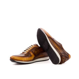 Gentlemen Romeo Sneaker -  Hand Painted Cognac & Brown Patina in Calf Leather